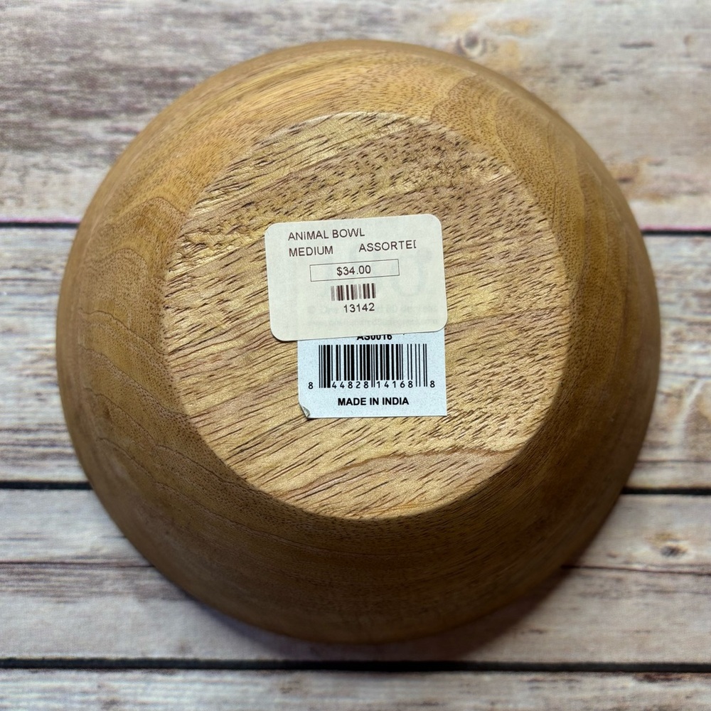 Anthropologie Zebra Art Wooden Bowl with Floral Accent - Picture 4 of 4